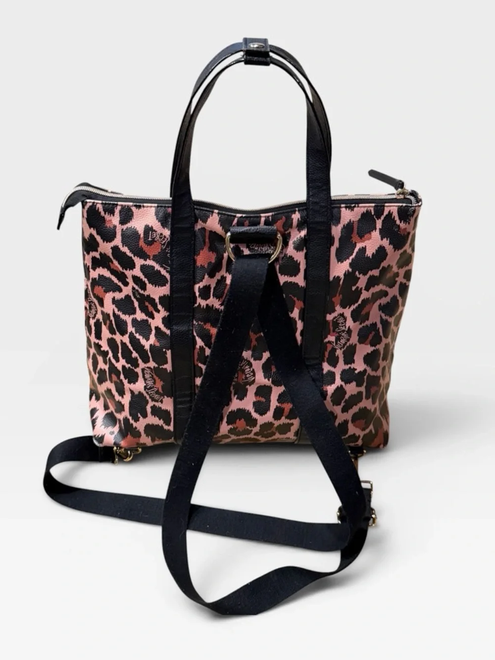 Victoria's Secret Leopard Print Convertible Backpack Wallet Wristlet Set
